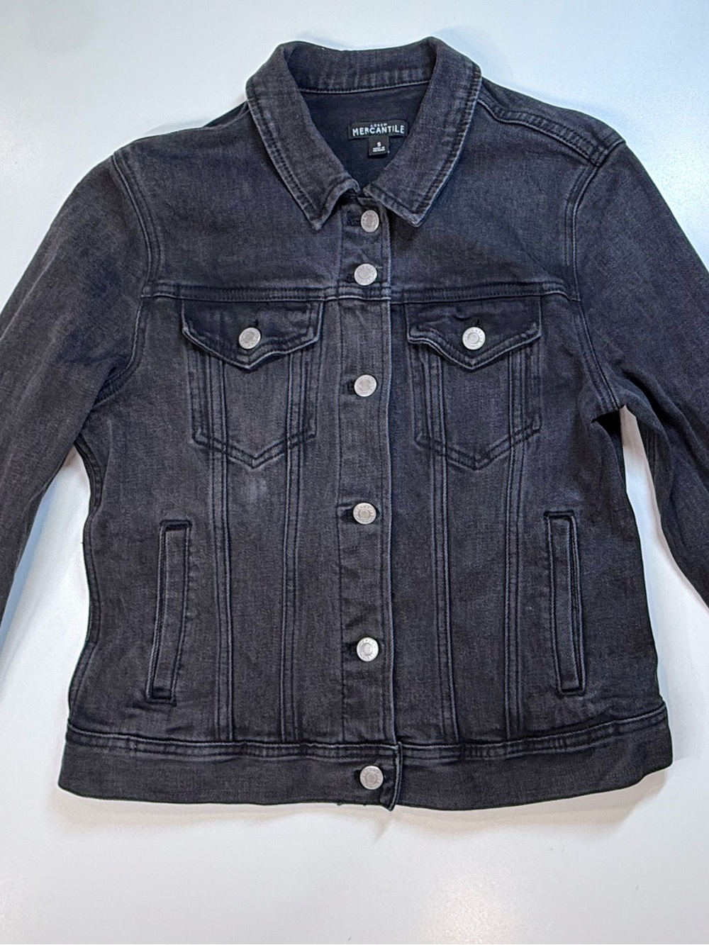 J.Crew Mercantile Charcoal Black Denim Trucker Jacket | Size S - Picture 3 of 16